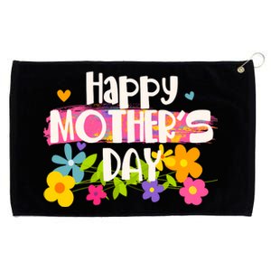 Cute Happy Mother's Day Paint Splash Flowers Grommeted Golf Towel