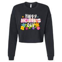 Cute Happy Mother's Day Paint Splash Flowers Cropped Pullover Crew