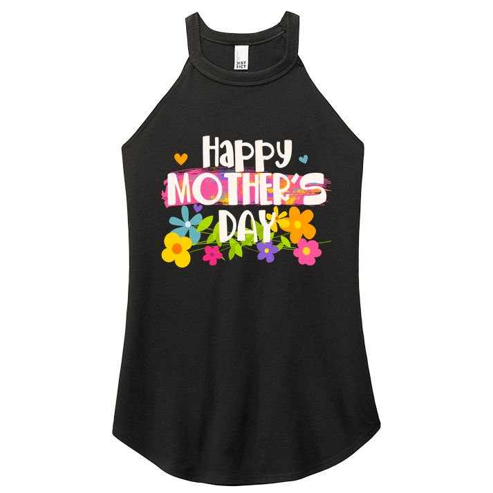 Cute Happy Mother's Day Paint Splash Flowers Women's Perfect Tri Rocker Tank