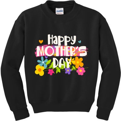 Cute Happy Mother's Day Paint Splash Flowers Kids Sweatshirt