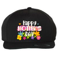 Cute Happy Mother's Day Paint Splash Flowers Wool Snapback Cap