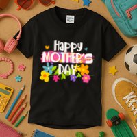Cute Happy Mother's Day Paint Splash Flowers Kids T-Shirt