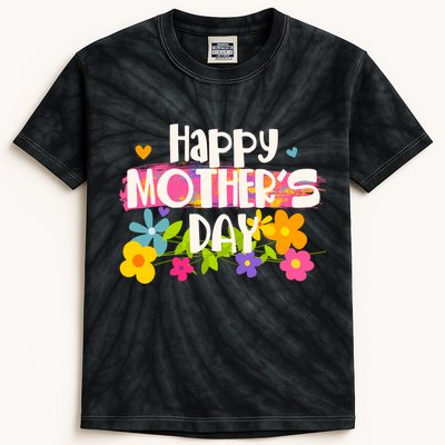 Cute Happy Mother's Day Paint Splash Flowers Kids Tie-Dye T-Shirt