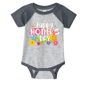 Cute Happy Mother's Day Paint Splash Flowers Infant Baby Jersey Bodysuit