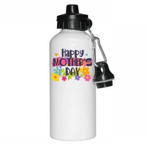 Cute Happy Mother's Day Paint Splash Flowers Aluminum Water Bottle 