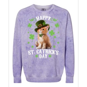 Cute Happy St Catricks Day Kitten Colorblast Crewneck Sweatshirt