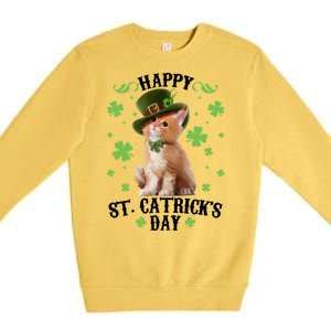 Cute Happy St Catricks Day Kitten Premium Crewneck Sweatshirt