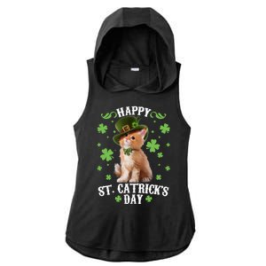 Cute Happy St Catricks Day Kitten Ladies PosiCharge Tri-Blend Wicking Draft Hoodie Tank