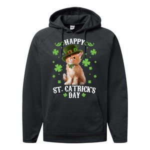 Cute Happy St Catricks Day Kitten Performance Fleece Hoodie