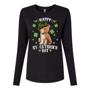 Cute Happy St Catricks Day Kitten Womens Cotton Relaxed Long Sleeve T-Shirt