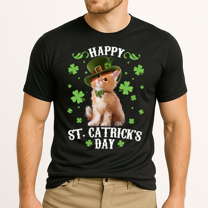Cute Happy St Catricks Day Kitten Performance Shirt