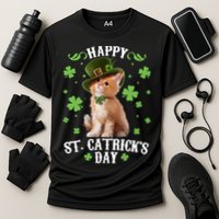 Cute Happy St Catricks Day Kitten Performance Shirt