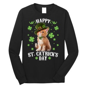 Cute Happy St Catricks Day Kitten Long Sleeve Shirt