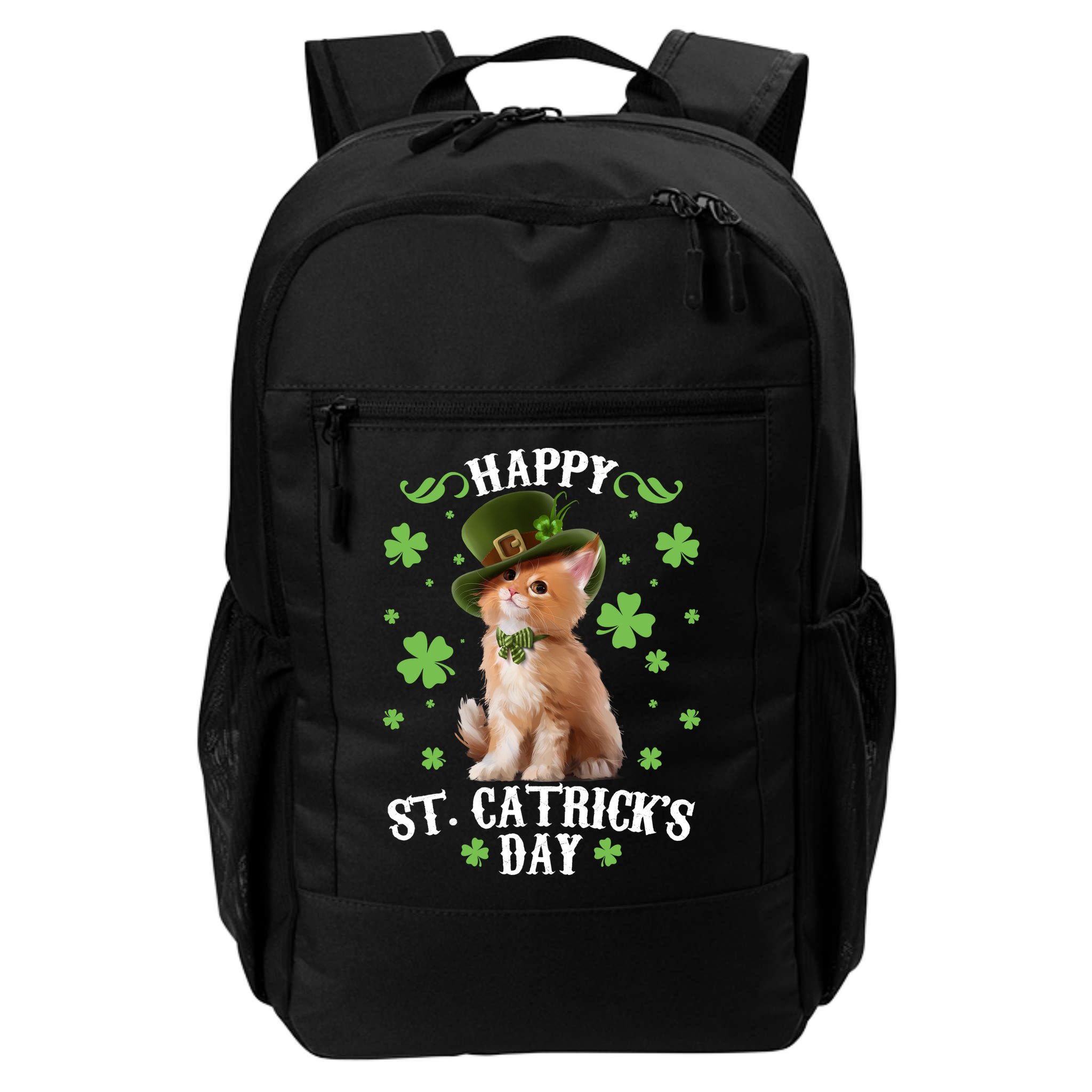 Cute Happy St Catricks Day Kitten Backpack
