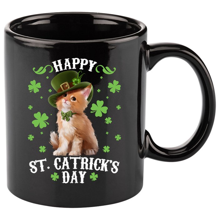 Cute Happy St Catricks Day Kitten 11oz C Handle Ceramic Mug