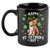 Cute Happy St Catricks Day Kitten 11oz C Handle Ceramic Mug