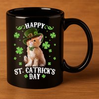 Cute Happy St Catricks Day Kitten 11oz C Handle Ceramic Mug