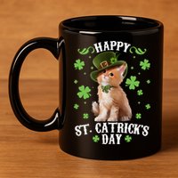 Cute Happy St Catricks Day Kitten 11oz C Handle Ceramic Mug
