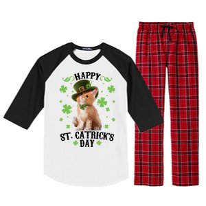 Cute Happy St Catricks Day Kitten Raglan Sleeve Pajama Set