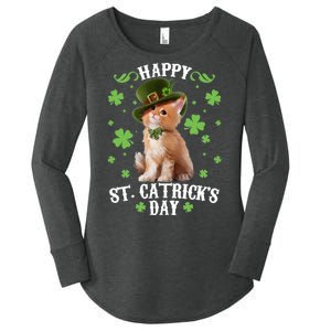 Cute Happy St Catricks Day Kitten Women's Perfect Tri Tunic Long Sleeve Shirt