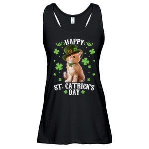 Cute Happy St Catricks Day Kitten Ladies Essential Flowy Tank