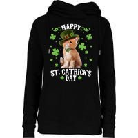 Cute Happy St Catricks Day Kitten Womens Funnel Neck Pullover Hood