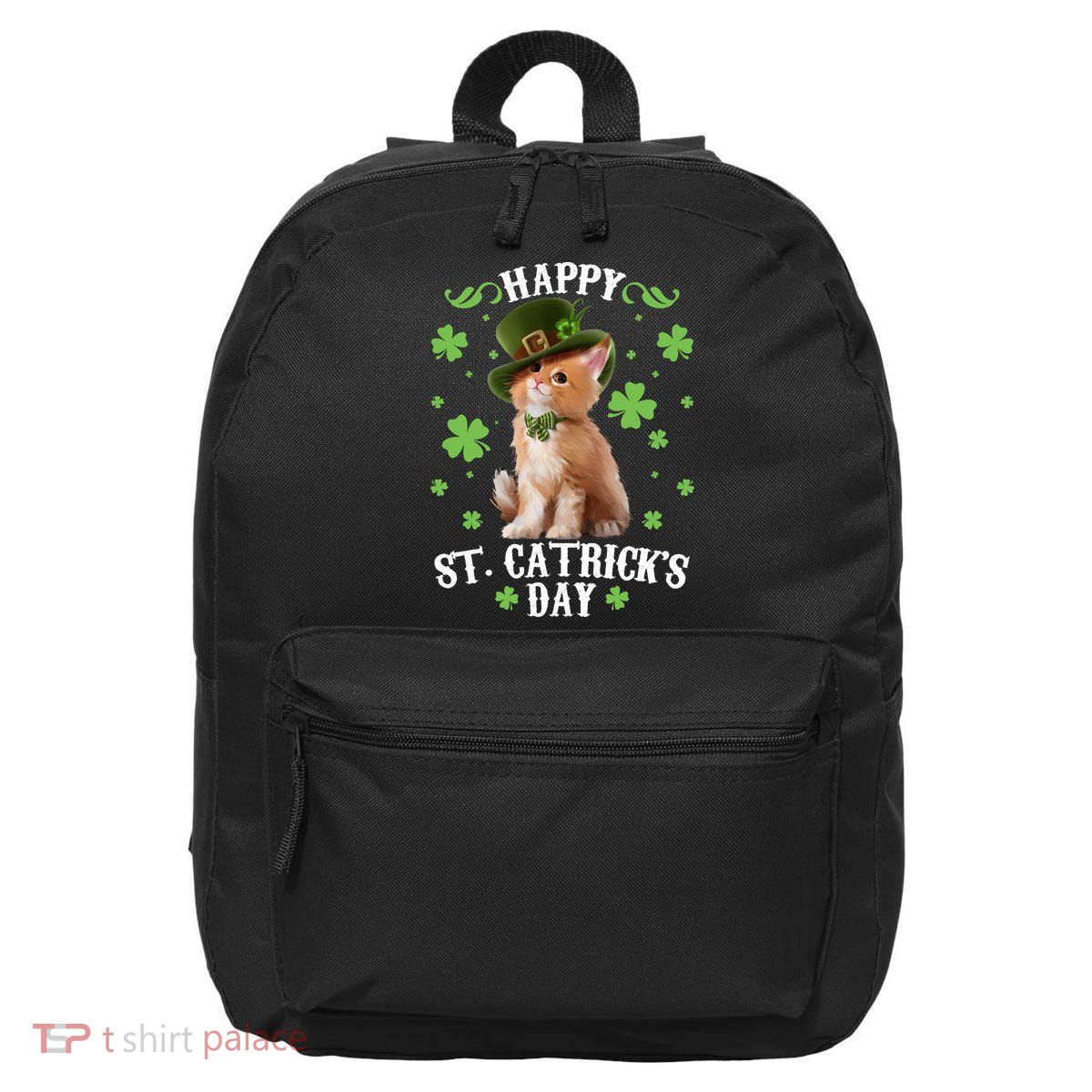 Cute Happy St Catricks Day Kitten 16 in Basic Backpack