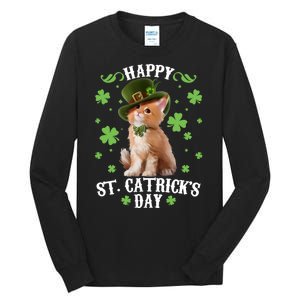 Cute Happy St Catricks Day Kitten Tall Long Sleeve T-Shirt