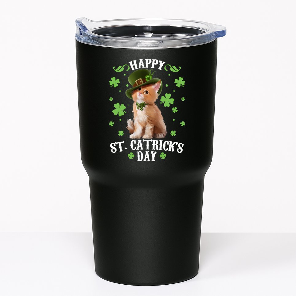 Cute Happy St Catricks Day Kitten Tumbler