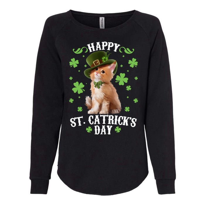 Cute Happy St Catricks Day Kitten Womens California Wash Sweatshirt