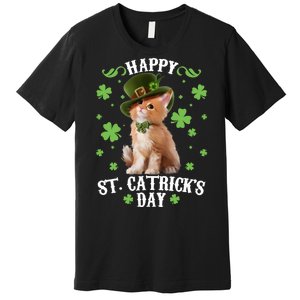 Cute Happy St Catricks Day Kitten Premium T-Shirt