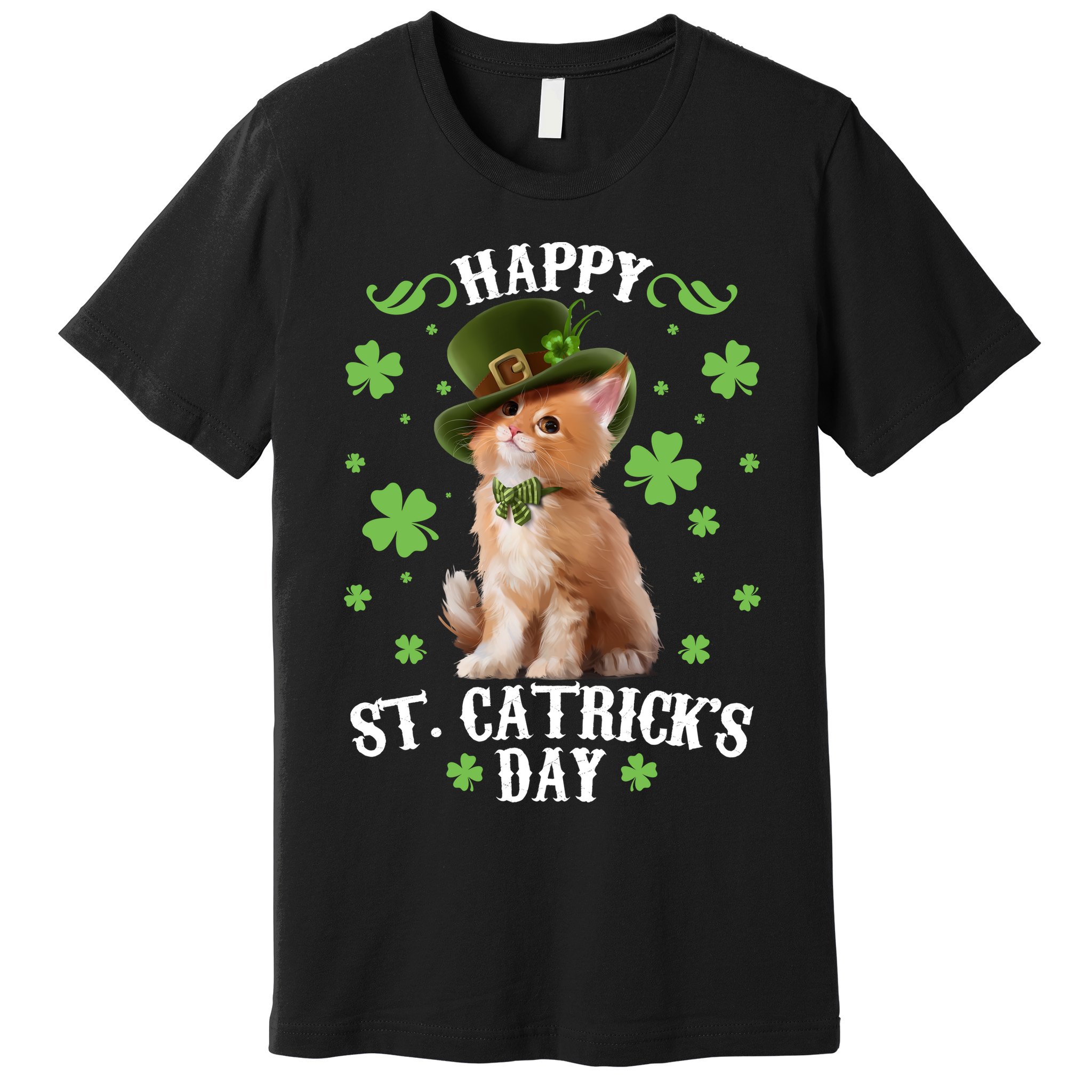 Cute Happy St Catricks Day Kitten Premium T-Shirt