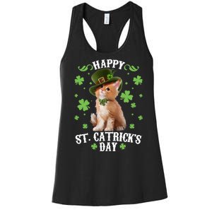 Cute Happy St Catricks Day Kitten Women's Racerback Tank