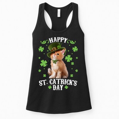 Cute Happy St Catricks Day Kitten Womens Tank Top
