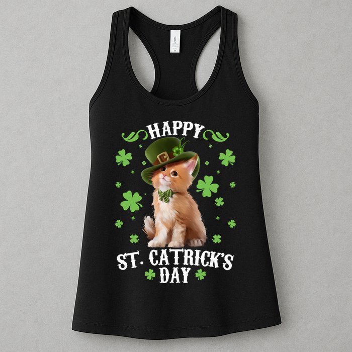 Cute Happy St Catricks Day Kitten Womens Tank Top