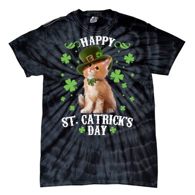 Cute Happy St Catricks Day Kitten Tie-Dye T-Shirt