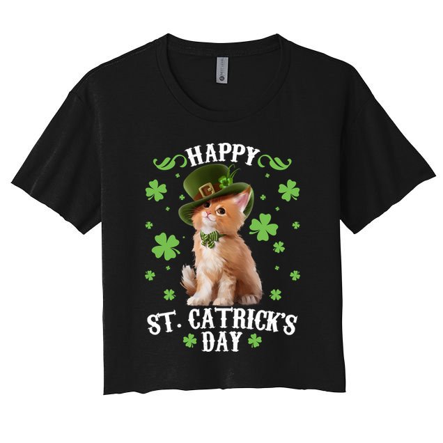 Cute Happy St Catricks Day Kitten Crop Top