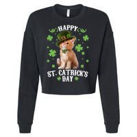 Cute Happy St Catricks Day Kitten Cropped Pullover Crew