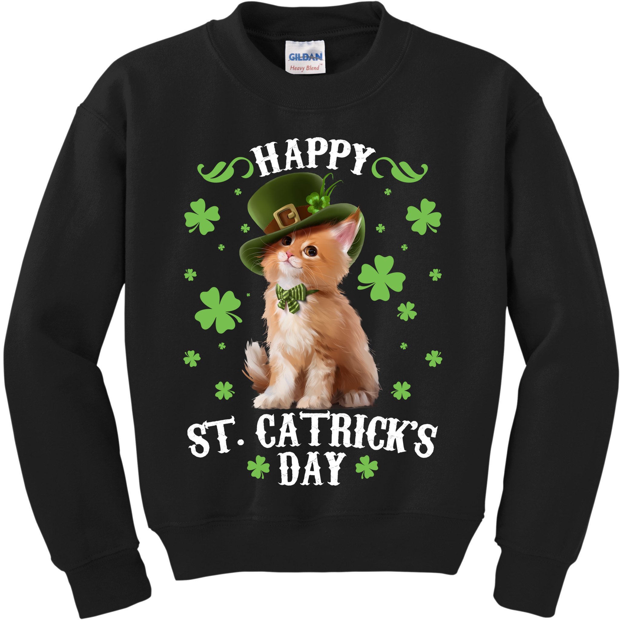 Cute Happy St Catricks Day Kitten Kids Sweatshirt