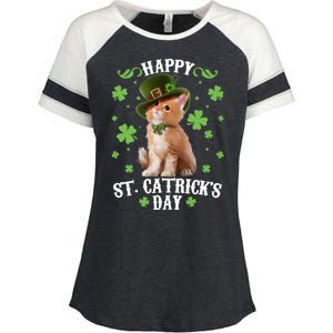 Cute Happy St Catricks Day Kitten Enza Ladies Jersey Colorblock Tee