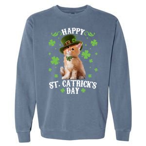 Cute Happy St Catricks Day Kitten Garment-Dyed Sweatshirt