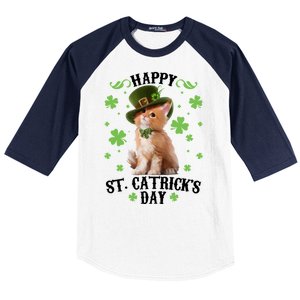 Cute Happy St Catricks Day Kitten Baseball Sleeve Shirt