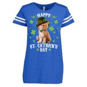 Cute Happy St Catricks Day Kitten Enza Ladies Jersey Football T-Shirt