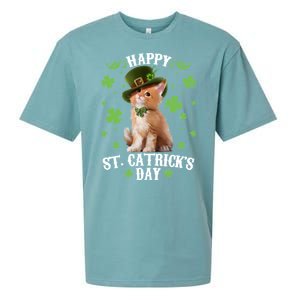 Cute Happy St Catricks Day Kitten Sueded Cloud Jersey T-Shirt