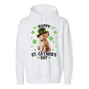 Cute Happy St Catricks Day Kitten Garment-Dyed Fleece Hoodie