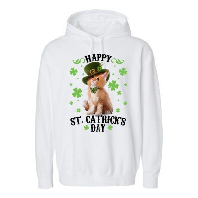 Cute Happy St Catricks Day Kitten Garment-Dyed Fleece Hoodie