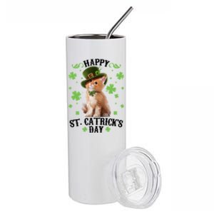 Cute Happy St Catricks Day Kitten Stainless Steel Tumbler