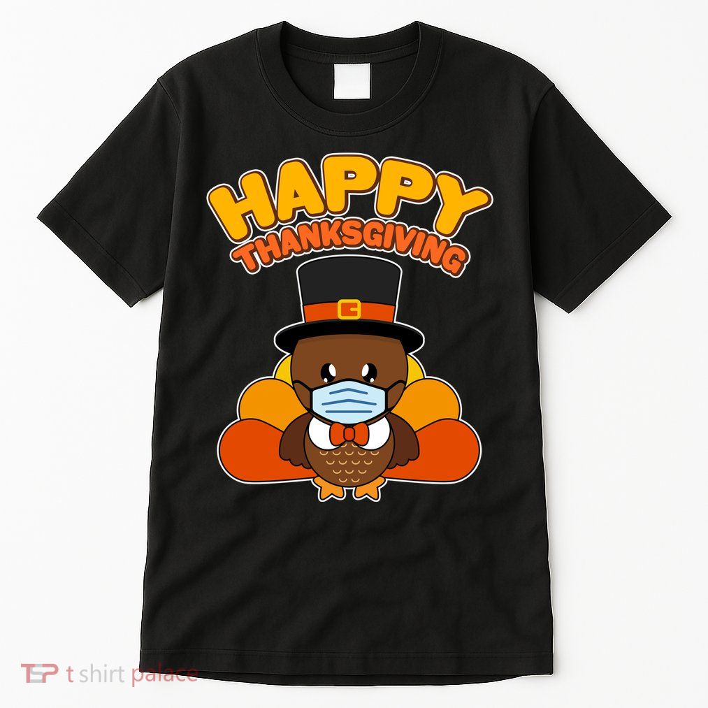 Cute Happy Thanksgiving Quarantine Turkey Mask Tall T-Shirt