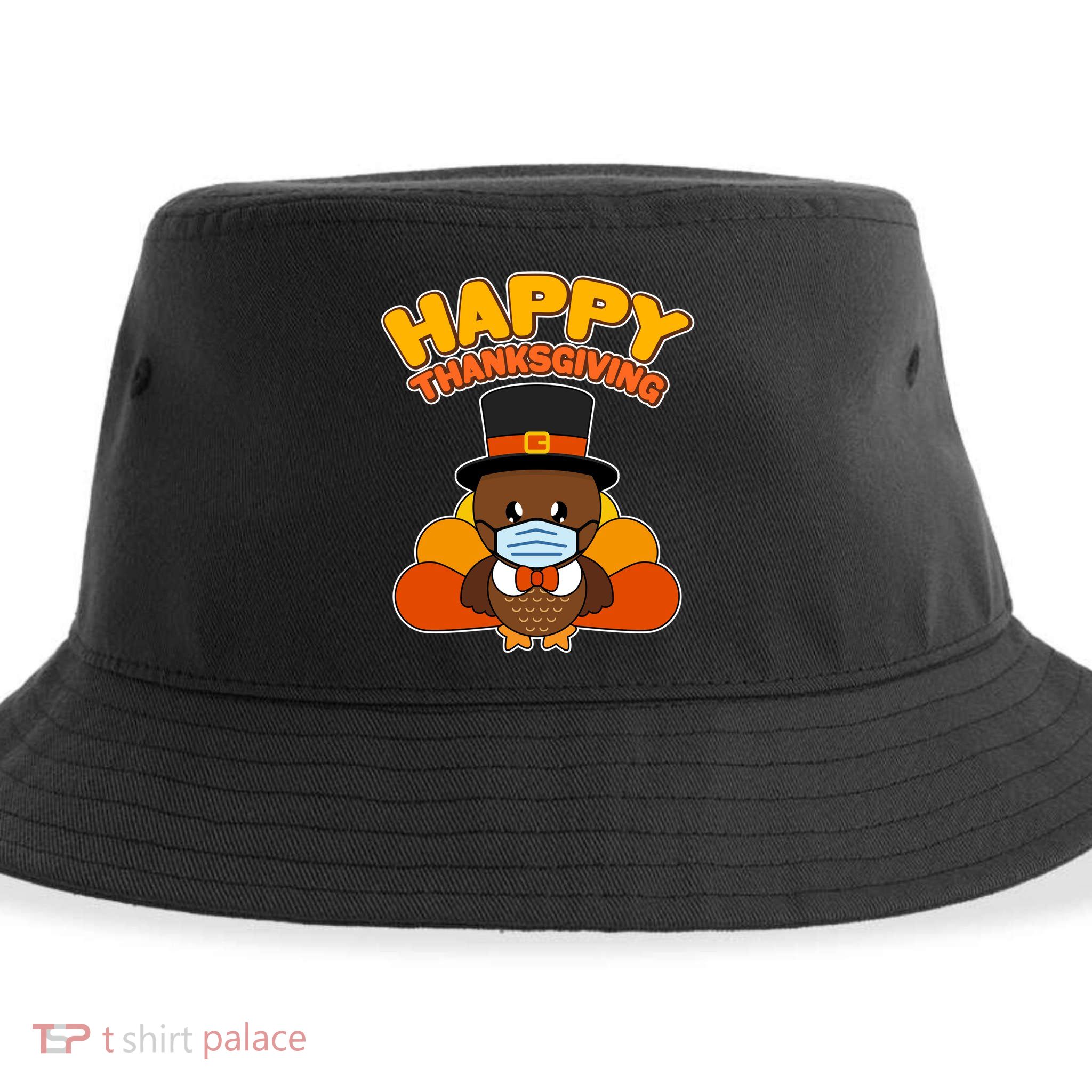 Cute Happy Thanksgiving Quarantine Turkey Mask Sustainable Bucket Hat