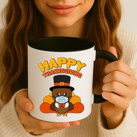 Cute Happy Thanksgiving Quarantine Turkey Mask Mug